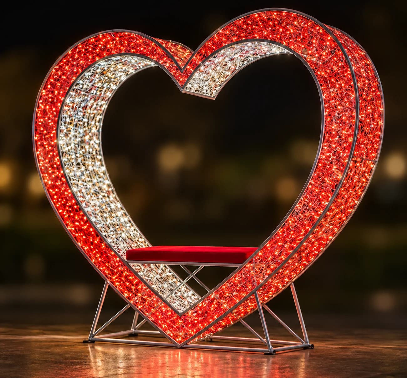 Corazón luminoso con asiento